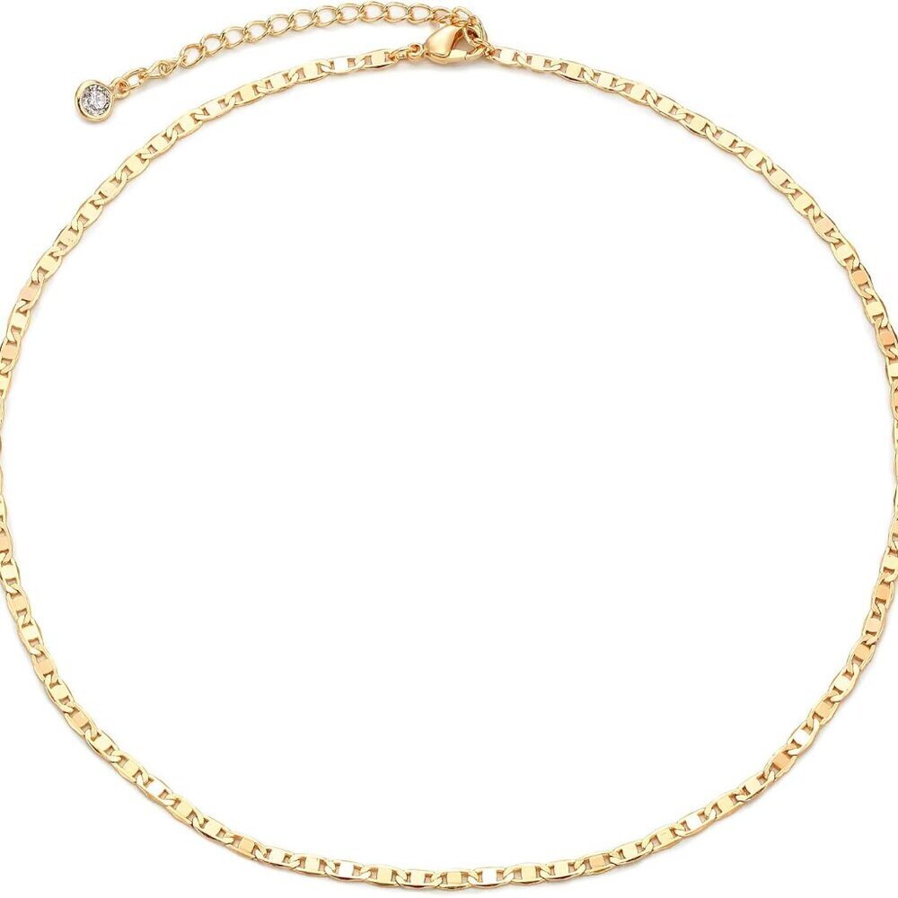 Dainty Gold Chain Choker Necklace 14K Gold Plated Handmade Boho Cute Tiny Beaded